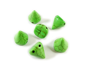 14x15mm Green Howlite Cone Double Drilled Beads