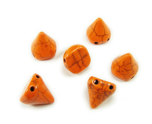 10x14mm Orange Howlite Cone Double Drilled Beads