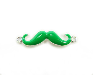 8x35mm Pack Of 6 Green With Silver Metal Mustache Connector 8x35mm Pack Of 6 Green With Silver Metal Mustache Connector