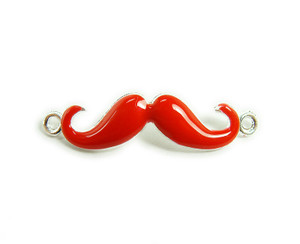 8x35mm Pack Of 6 Red With Silver Metal Mustache Connector 8x35mm Pack Of 6 Red With Silver Metal Mustache Connector