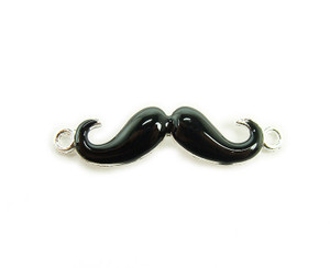 8x35mm Pack Of 6 Black With Silver Metal Mustache Connector