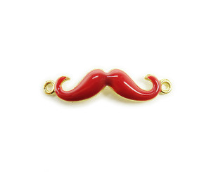 8x35mm Pack Of 6 Dark Red With Gold Metal Mustache Connector 8x35mm Pack Of 6 Dark Red With Gold Metal Mustache Connector