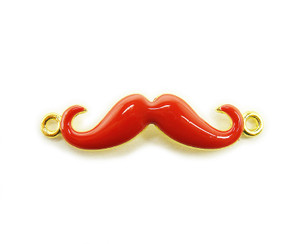 8x35mm Pack Of 6 Red With Gold Metal Mustache Connector 8x35mm Pack Of 6 Red With Gold Metal Mustache Connector