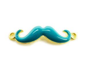 8x35mm Pack Of 6 Turquoise With Gold Metal Mustache Connector 8x35mm Pack Of 6 Turquoise With Gold Metal Mustache Connector