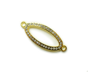 15x38mm Pack Of 4 Gold Metal And Cz Stone Oval Connector 15x38mm Pack Of 4 Gold Metal And Cz Stone Oval Connector