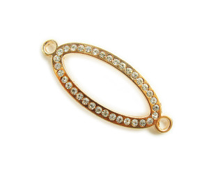 15x38mm Pack Of 4 Rose Gold Metal And Cz Stone Oval Connector 15x38mm Pack Of 4 Rose Gold Metal And Cz Stone Oval Connector