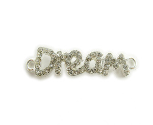 10x37mm Pack Of 4 Silver Metal And Cz Stone "Dream" Connector 10x37mm Pack Of 4 Silver Metal And Cz Stone "Dream" Connector