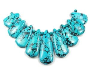 15x45mm Turquoise Imperial Jasper 9 Piece Long Pointed Teardrop Collar Pendant 15x45mm Turquoise Imperial Jasper 9 Piece Long Pointed Teardrop Collar Pendant