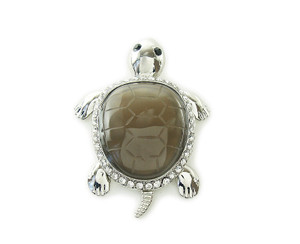 45x60mm Smoky Agate Turtle Cz Metal Pendant 45x60mm Smoky Agate Turtle Cz Metal Pendant