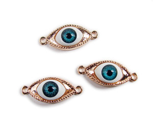 10x30mm Pack Of 2 Rose Gold Third Eye Metal Connector