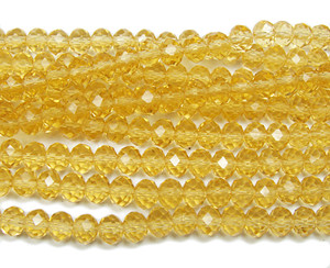 6x8mm 72 Beads 17.5" Citrine Glass Faceted Rondelle Beads 6x8mm 72 Beads 17.5" Citrine Glass Faceted Rondelle Beads