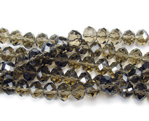 8x10mm 72 Beads 22" Smoky Glass Faceted Rondelle Beads 8x10mm 72 Beads 22" Smoky Glass Faceted Rondelle Beads