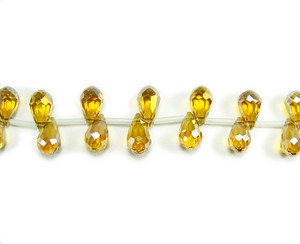 8x13mm 50 Beads Citrine Glass Faceted Briolettes, Gold Ab Finish 8x13mm 50 Beads Citrine Glass Faceted Briolettes, Gold Ab Finish