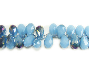 8x13mm 50 Beads Cadet Blue Glass Faceted Briolette Beads With Ab Finish 8x13mm 50 Beads Cadet Blue Glass Faceted Briolette Beads With Ab Finish