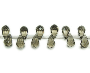 8x13mm 50 Beads Smoky Glass Faceted Briolette Beads