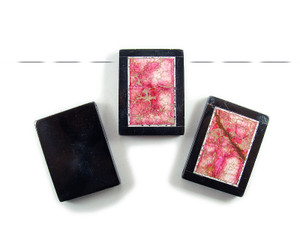 30x40mm Pink Imperial Jasper With Black Stone Frame Rectangle Pendant 30x40mm Pink Imperial Jasper With Black Stone Frame Rectangle Pendant