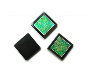 34x34mm Green Imperial Jasper With Black Stone Frame Square Pendant 34x34mm Green Imperial Jasper With Black Stone Frame Square Pendant