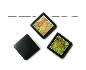 34x34mm Light Green Imperial Jasper With Black Stone Frame Square Pendant 34x34mm Light Green Imperial Jasper With Black Stone Frame Square Pendant