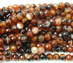 4mm Dream Agate Striped Faceted Round Beads, About 96 Beads
