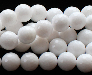 6mm White Jade Faceted Round Beads 6mm White Jade Faceted Round Beads