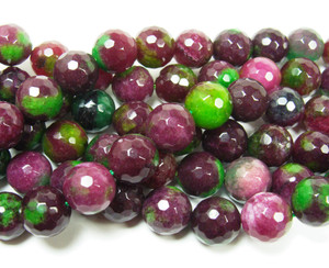 12mm Dark Red And Green Jade Faceted Round Beads 12mm Dark Red And Green Jade Faceted Round Beads