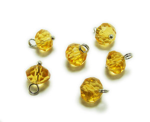 6x8mm Bead Pack Of 20 Citrine Yellow Faceted Glass Rondelle Hangers
