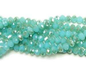 8x10mm 72 Beads 22" Half Silver Sky Blue Glass Faceted Rondelles 8x10mm 72 Beads 22" Half Silver Sky Blue Glass Faceted Rondelles