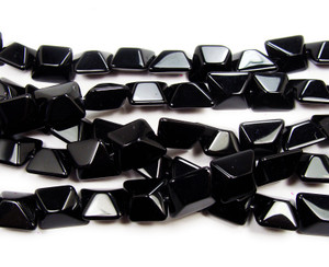 14x16mm 12 Inches Black Glass Faceted Nugget Beads