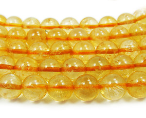 11-12mm 15.5" Strand Citrine Smooth Round Beads