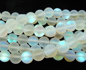8mm 16" Strand Moonlight Crystal White Matte Round Beads 8mm 16" Strand Moonlight Crystal White Matte Round Beads
