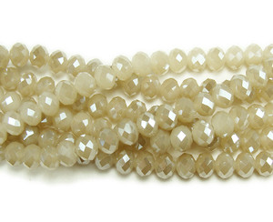 4x6mm 17.5" Camel Beige Glass Faceted Rondelle Beads With Ab Finish 4x6mm 17.5" Camel Beige Glass Faceted Rondelle Beads With Ab Finish