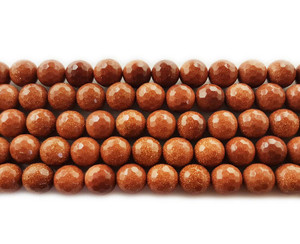 6mm Goldstone Faceted Round Beads 6mm Goldstone Faceted Round Beads