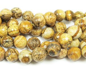 6mm Picture Jasper Faceted Round Beads