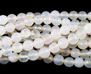 12mm Pale White Faceted Agate Round Beads 12mm Pale White Faceted Agate Round Beads