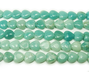 25x25mm Natural Amazonite Heart Beads