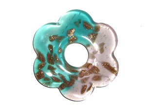 54mm Blue And Pink Murano Style Flower Pendant
