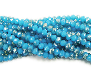 8x10mm 72 Beads 22" Half Silver Sea Blue Glass Faceted Rondelle Beads