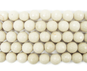 8mm White Petrified Wood Agate Faceted Round Beads 8mm White Petrified Wood Agate Faceted Round Beads