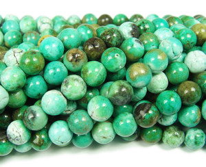 8mm Australian Green Grass Agate Smooth Beads