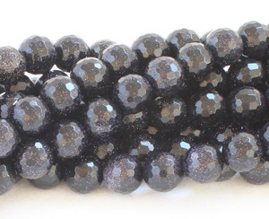 4mm Blue Goldstone Faceted Round Beads