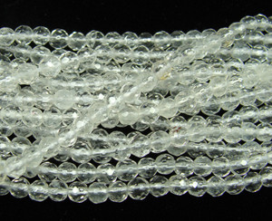 4mm Natural Crystal Faceted Round Beads