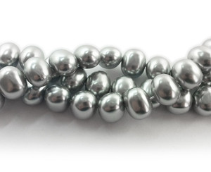 13x15mm 16 Inches Silver Shell Pearl Oval Potato Beads