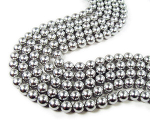 6mm 16" Strand Silver Shell Pearl Round Beads 6mm 16" Strand Silver Shell Pearl Round Beads