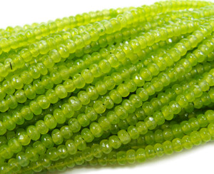 2x3mm Spring Green Jade Faceted Rondelle Beads