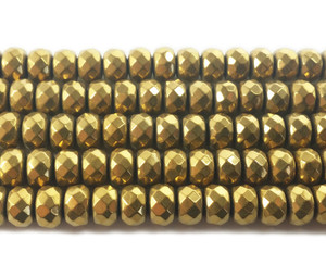 6x8mm Gold Hematite Faceted Rondelle Beads 6x8mm Gold Hematite Faceted Rondelle Beads