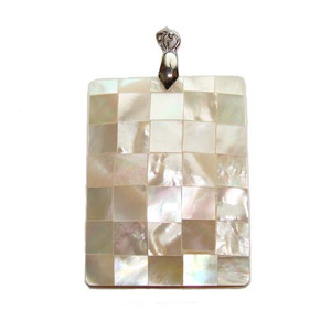 30x40mm Mosaic Mother Of Pearl Rectangle Pendant 30x40mm Mosaic Mother Of Pearl Rectangle Pendant