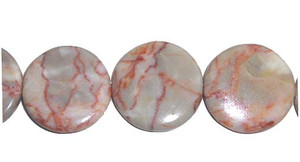 24mm 16 Beads Light Brown Spot Jasper Coin Beads 24mm 16 Beads Light Brown Spot Jasper Coin Beads