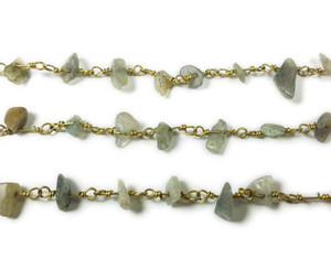12 Inches Labradorite Chips With Brass Chain