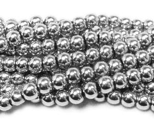 White silver hematite round beads (6mm, 15.5 inches)