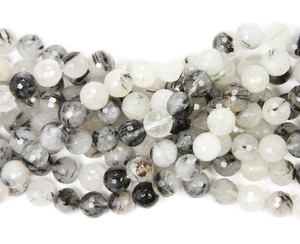 12mm 15.5 Inches Rutilated Quartz Faceted Round Beads 12mm 15.5 Inches Rutilated Quartz Faceted Round Beads